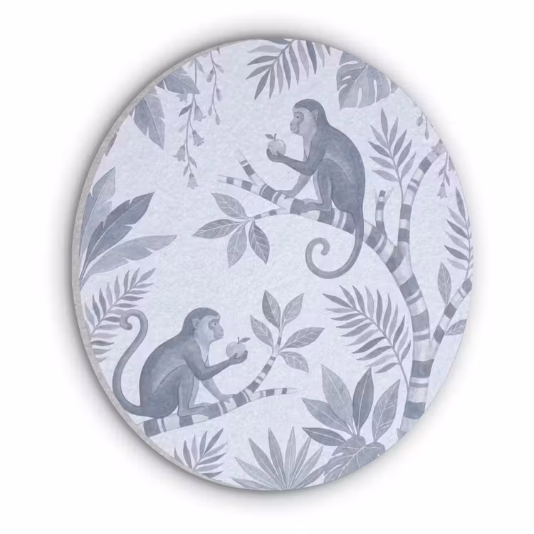 Aap - Boom - Bladeren - Jungle - Illustratie Akoestische PET Vilt - Rond klein -3d
