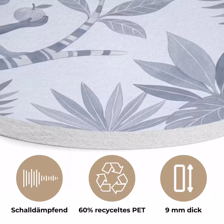 Aap - Boom - Bladeren - Jungle - Illustratie Akoestische PET Vilt - Rond klein -closeup_DE