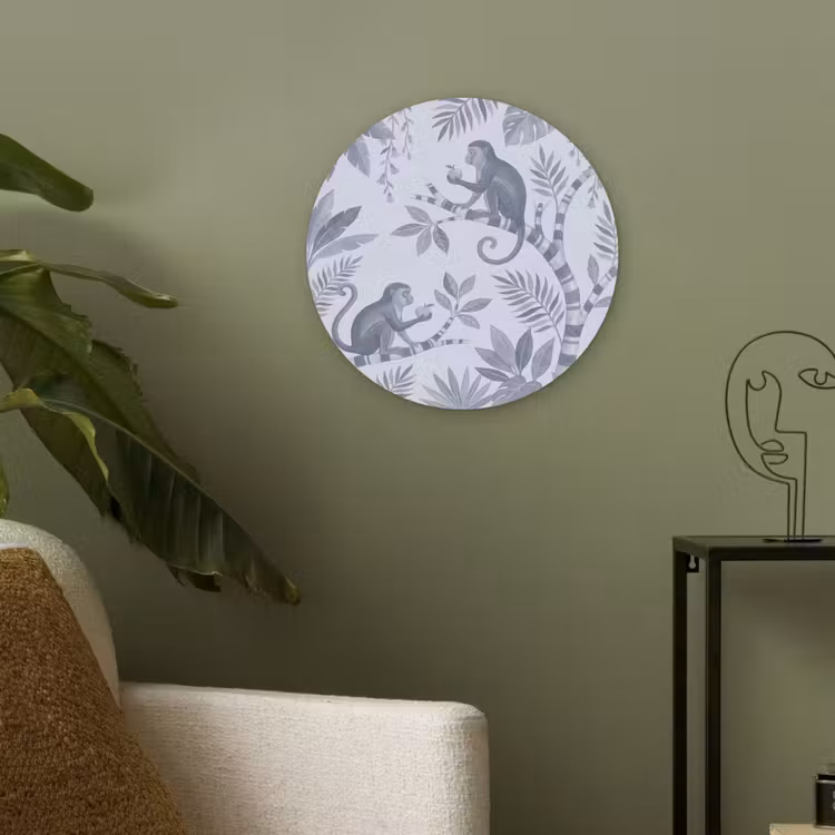 Aap - Boom - Bladeren - Jungle - Illustratie Akoestische PET Vilt - Rond klein -sfeer2