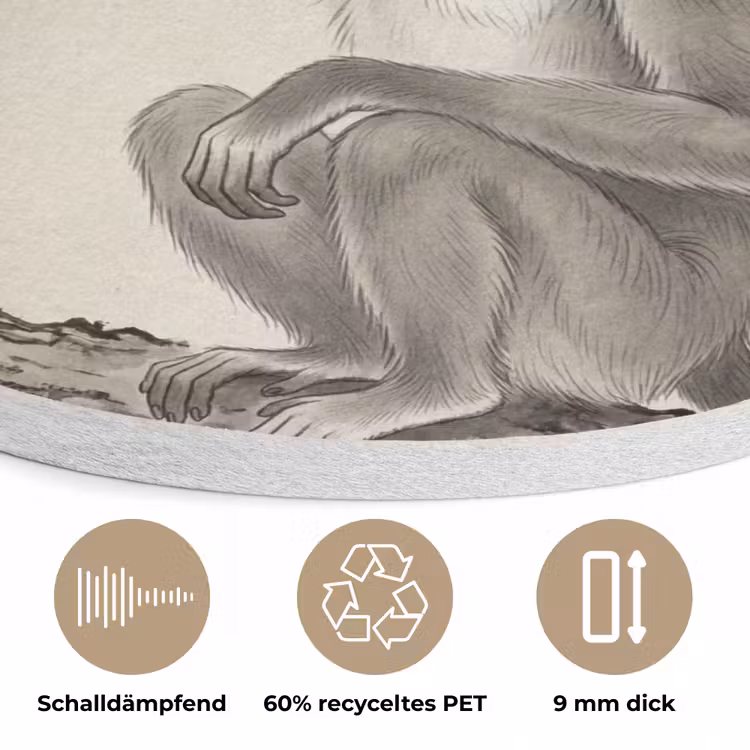 Aap - Maan - Goud Akoestische PET Vilt - Rond klein -closeup_DE