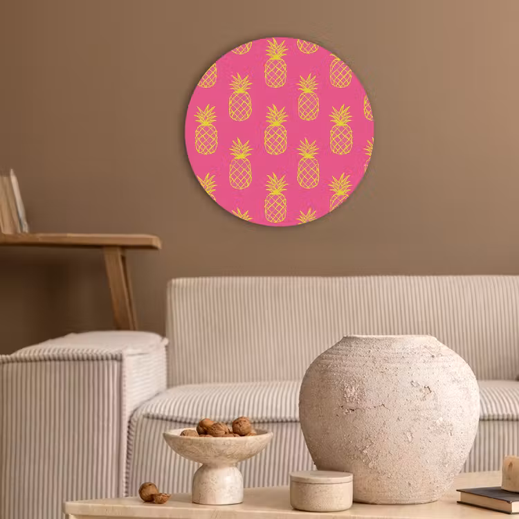 Ananas - Trendy - Roze Akoestische PET Vilt - Rond klein 838 -sfeer1