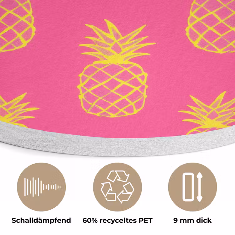 Ananas - Trendy - Roze Akoestische PET Vilt - Rond klein 838 -closeup_DE