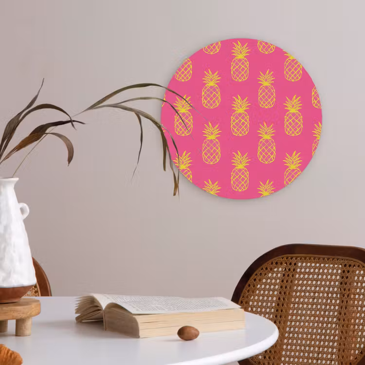 Ananas - Trendy - Roze Akoestische PET Vilt - Rond klein 838 -sfeer3
