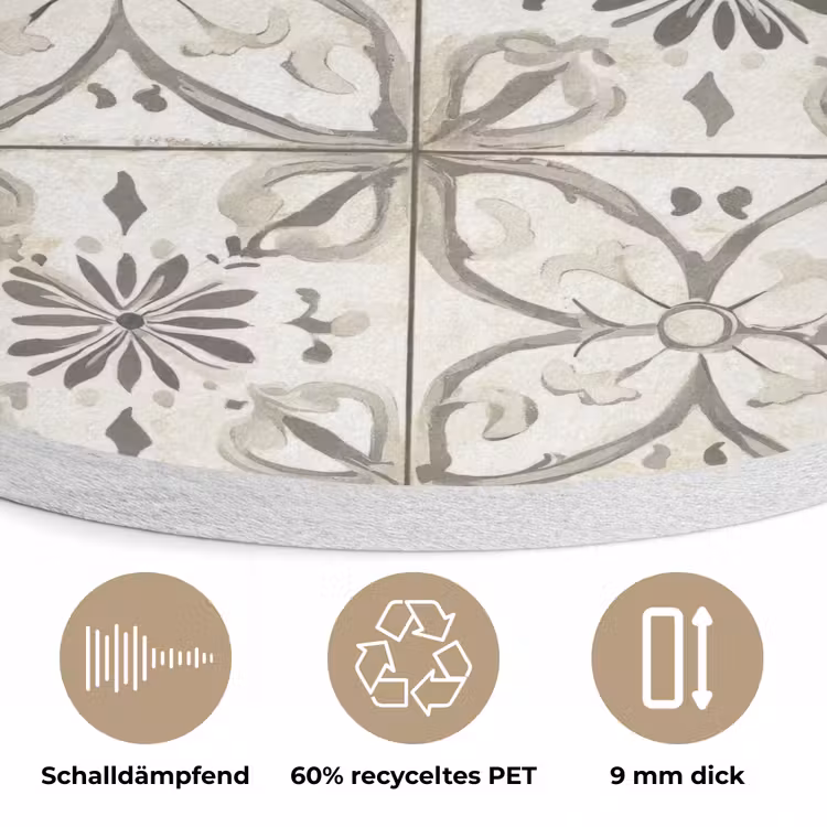 Antiek - Tegel - Beige Akoestische PET Vilt - Rond klein 838 -closeup_DE