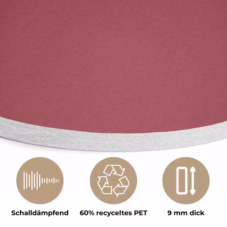Antique - Ruby - Rood Akoestische PET Vilt - Rond klein 838 -closeup_DE