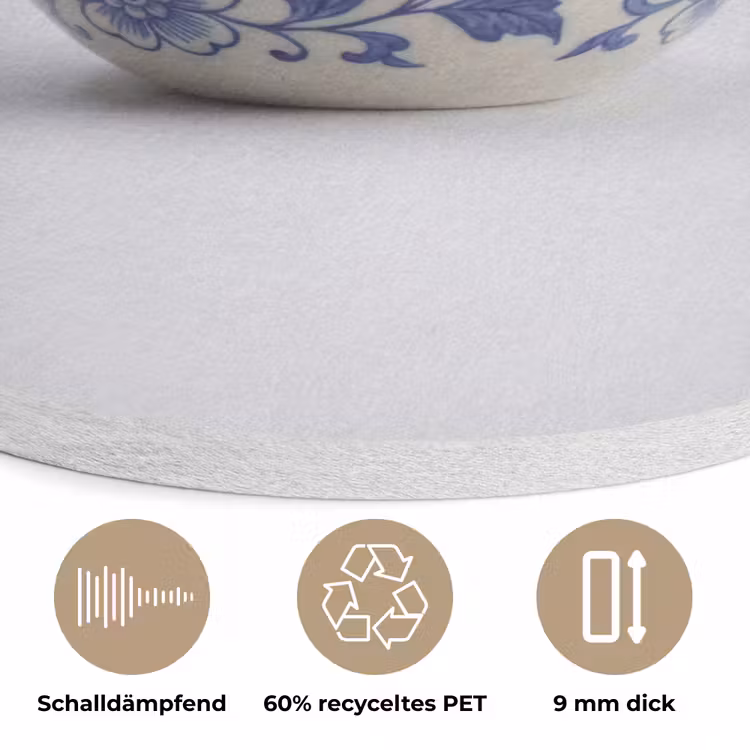 Appel - Blauw - Klassiek Akoestische PET Vilt - Rond klein -closeup_DE