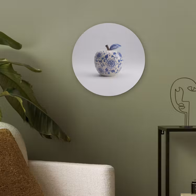 Appel - Blauw - Klassiek Akoestische PET Vilt - Rond klein -sfeer2