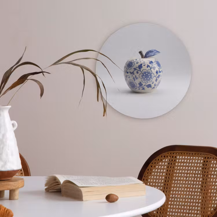 Appel - Blauw - Klassiek Akoestische PET Vilt - Rond klein -sfeer3