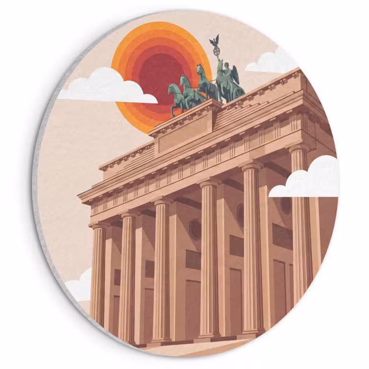 Architectuur - Brandenburg - Berlijn - Zonsondergang - Historisch Akoestische PET Vilt - Rond klein -3d
