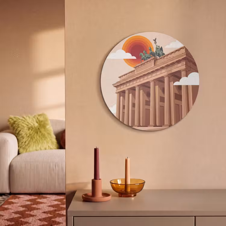 Architectuur - Brandenburg - Berlijn - Zonsondergang - Historisch Akoestische PET Vilt - Rond klein -sfeer1
