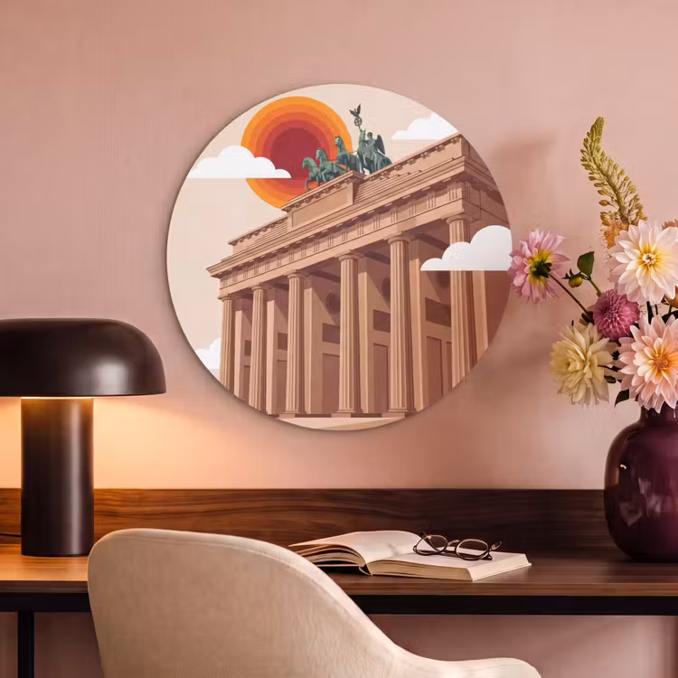 Architectuur - Brandenburg - Berlijn - Zonsondergang - Historisch Akoestische PET Vilt - Rond klein -sfeer3