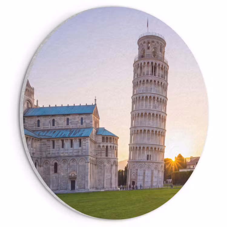 Architectuur - Toren - Pisa - Italië - Zonsondergang Akoestische PET Vilt - Rond klein -3d