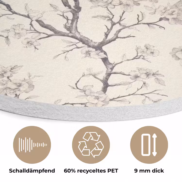 Takken - Vogels - Beige Akoestische PET Vilt - Rond klein 838 -closeup_DE