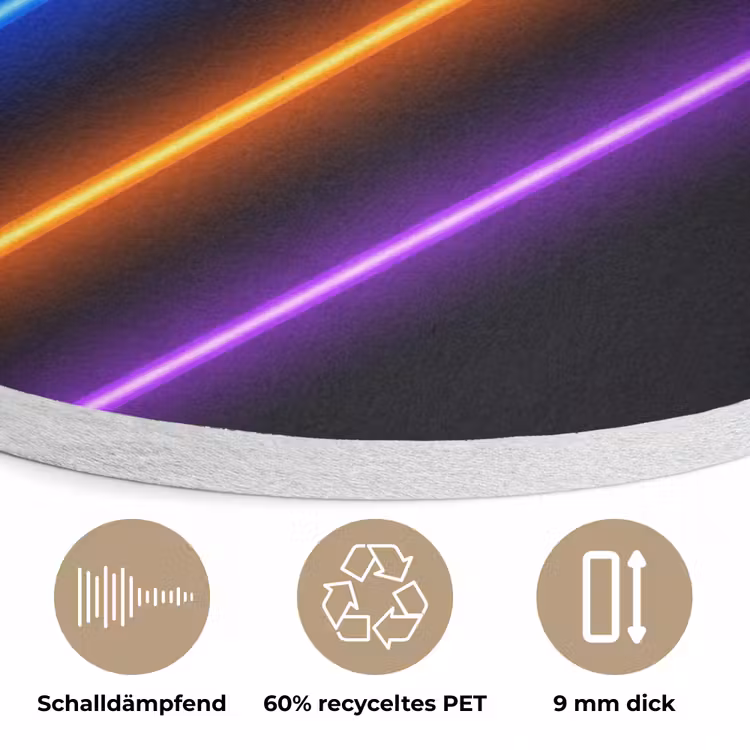 Esthetiek - Retro - Neon Akoestische PET Vilt - Rond klein -closeup_DE