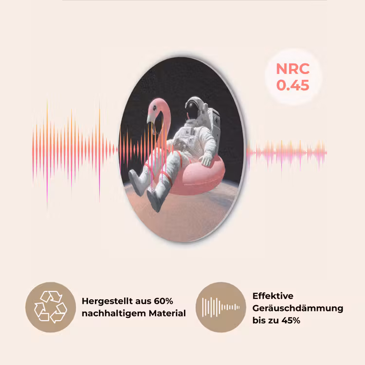 Astronaut - Flamingo - Zwemband - Roze Akoestische PET Vilt - Rond klein -USP_DE