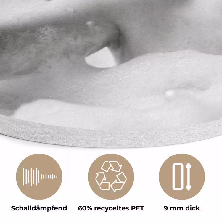 Bad - Bubbels - Zwart - Wit Akoestische PET Vilt - Rond klein -closeup_DE