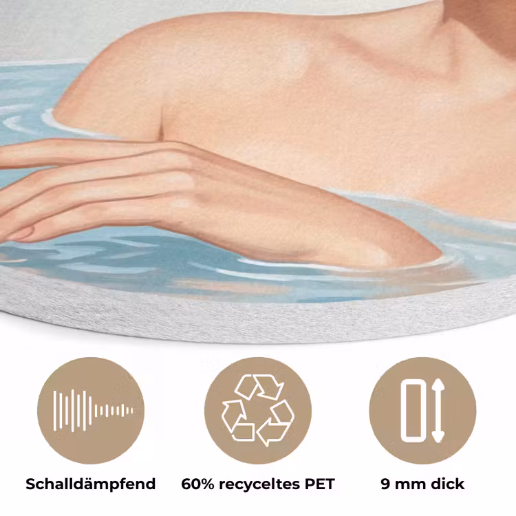 Badkamer - Eend - Blauw Akoestische PET Vilt - Rond klein -closeup_DE