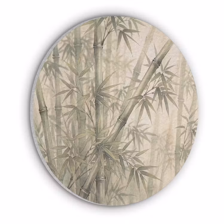 Bamboe - Bladeren - Aziatisch - Groen - Natuur Akoestische PET Vilt - Rond klein -3d