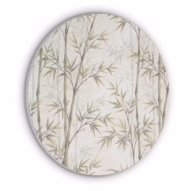 Bamboe - Bladeren - Natuur - Aquarel - Groen Akoestische PET Vilt - Rond klein -3d