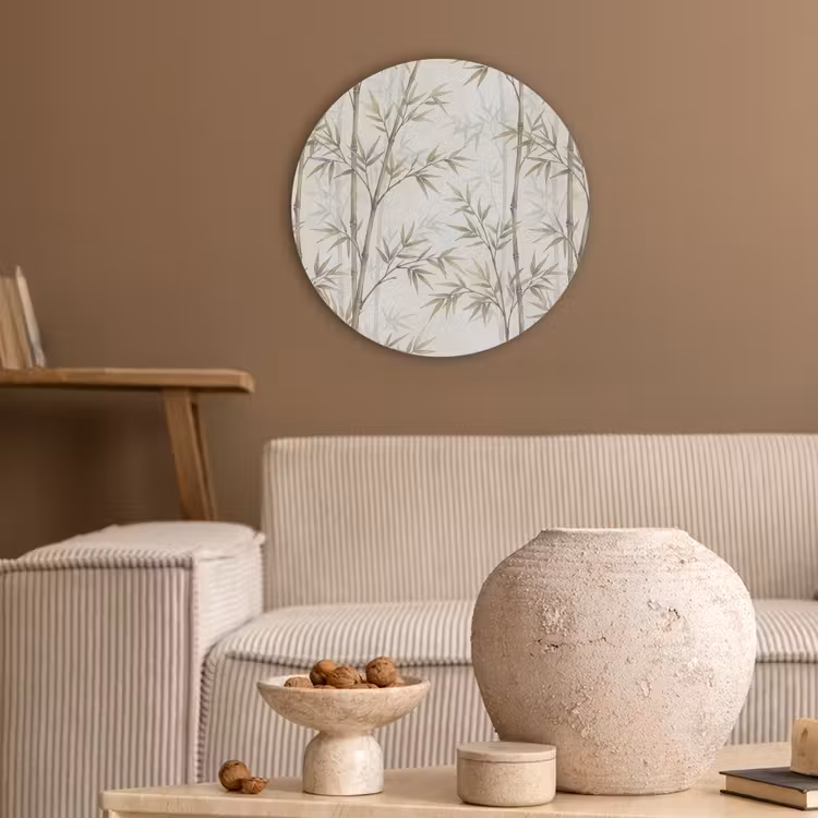 Bamboe - Bladeren - Natuur - Aquarel - Groen Akoestische PET Vilt - Rond klein -sfeer1
