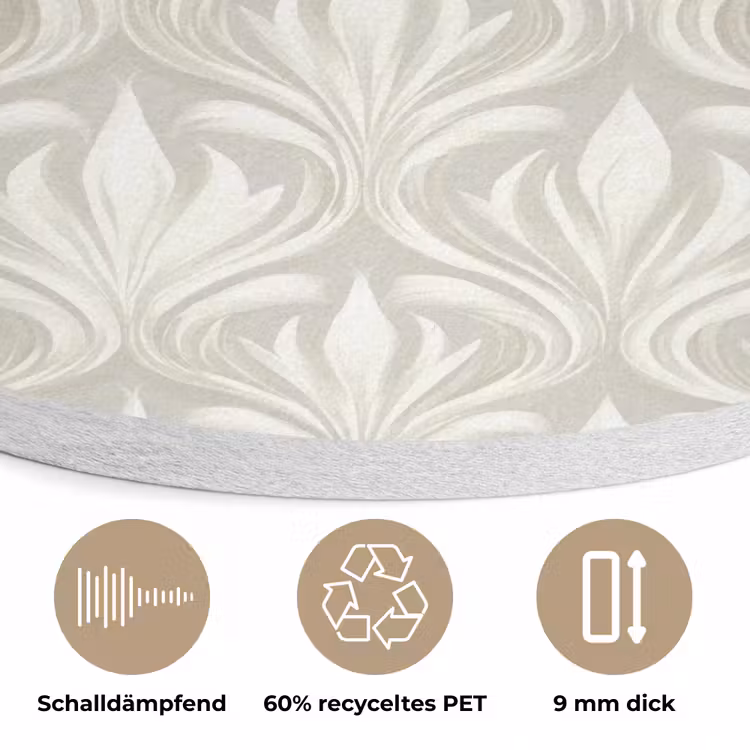 Barok - Patroon - Beige Akoestische PET Vilt - Rond klein 838 -closeup_DE