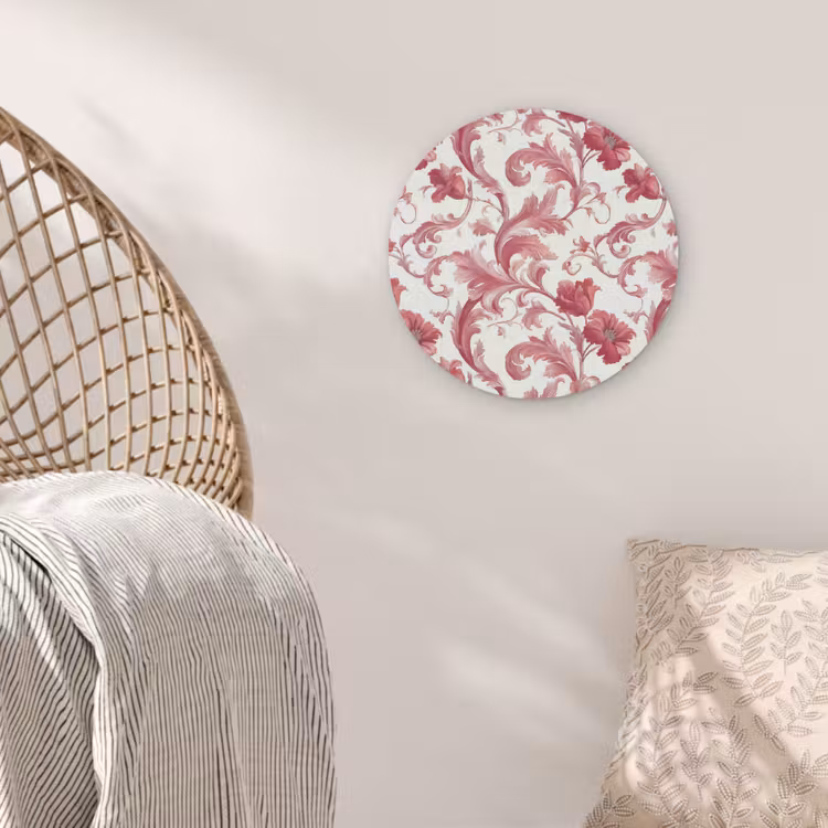 Barok - Patroon - Rood Akoestische PET Vilt - Rond klein 838 -sfeer4
