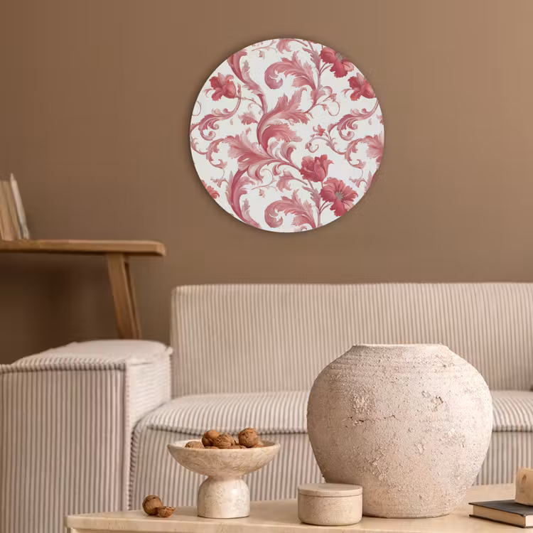 Barok - Patroon - Rood Akoestische PET Vilt - Rond klein 838 -sfeer1