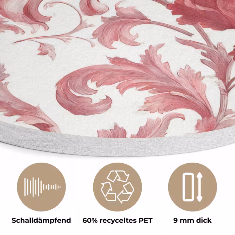 Barok - Patroon - Rood Akoestische PET Vilt - Rond klein 838 -closeup_DE