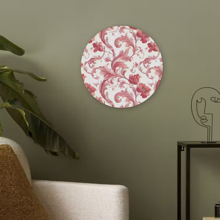 Barok - Patroon - Rood Akoestische PET Vilt - Rond klein 838 -sfeer2