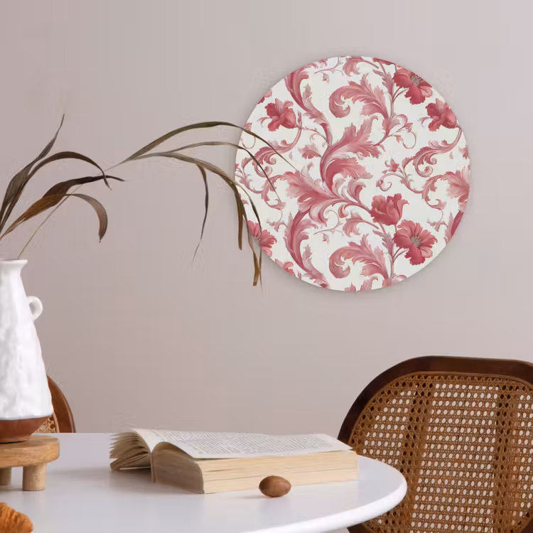 Barok - Patroon - Rood Akoestische PET Vilt - Rond klein 838 -sfeer3