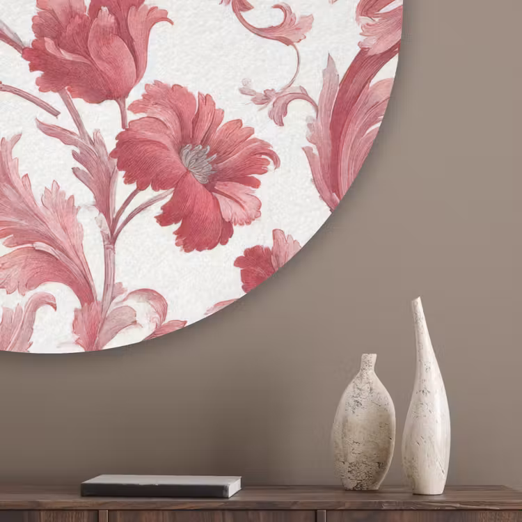 Barok - Patroon - Rood Akoestische PET Vilt - Rond klein 838 -sfeer5_closeup