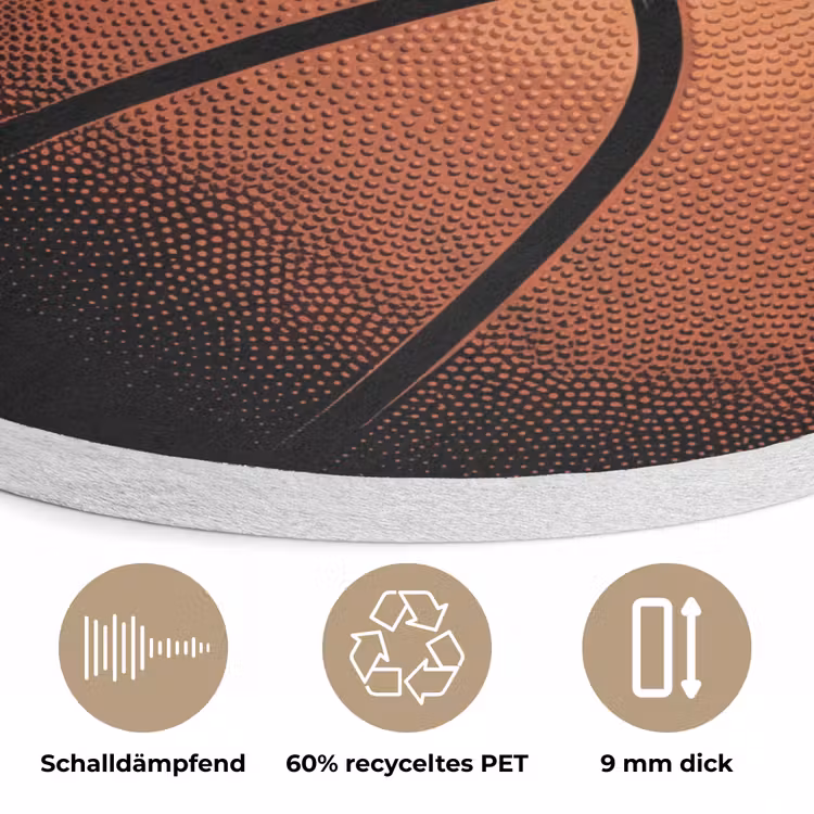 Basketbal - Verf - Sport - Oranje Akoestische PET Vilt - Rond klein -closeup_DE