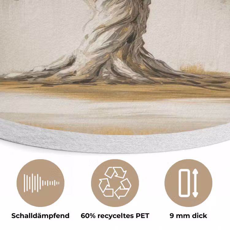 Boom - Bladeren - Abstract - Wit Akoestische PET Vilt - Rond klein -closeup_DE