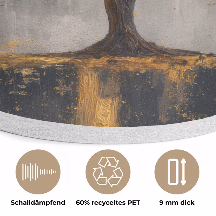Boom - Bladeren - Goud - Abstract Akoestische PET Vilt - Rond klein -closeup_DE