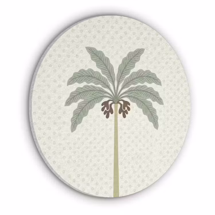Boom - Bladeren - Groen - Decoratief - Beige Akoestische PET Vilt - Rond klein -3d