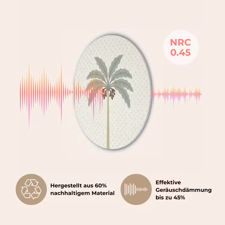 Boom - Bladeren - Groen - Decoratief - Beige Akoestische PET Vilt - Rond klein -USP_DE