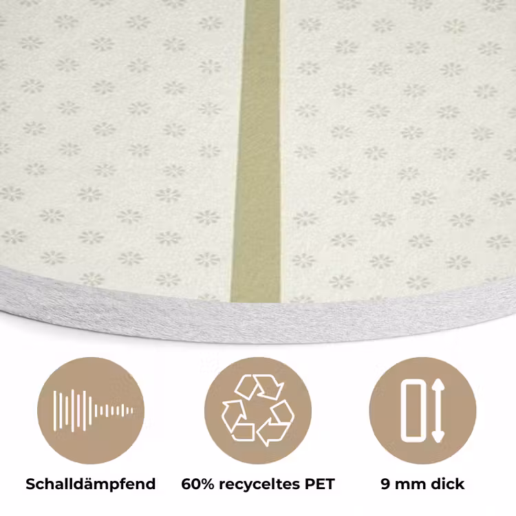 Boom - Bladeren - Groen - Decoratief - Beige Akoestische PET Vilt - Rond klein -closeup_DE