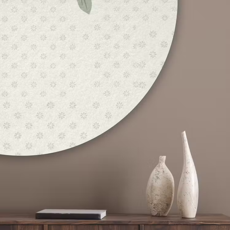 Boom - Bladeren - Groen - Decoratief - Beige Akoestische PET Vilt - Rond klein -sfeer5_closeup