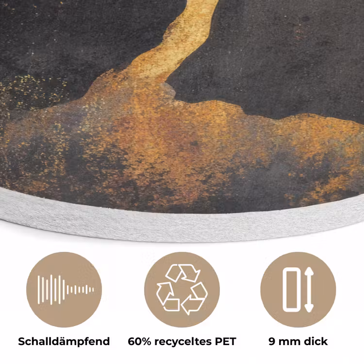 Boom - Schilderij - Goud - Abstract Akoestische PET Vilt - Rond klein -closeup_DE