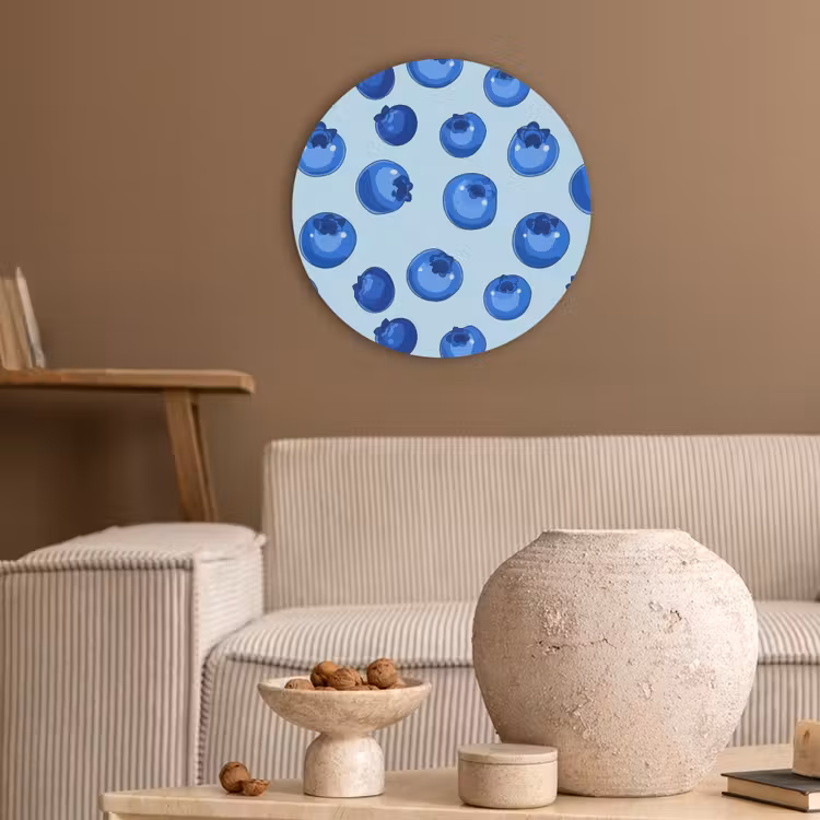 Bessen - Modern - Blauw Akoestische PET Vilt - Rond klein 838 -sfeer1