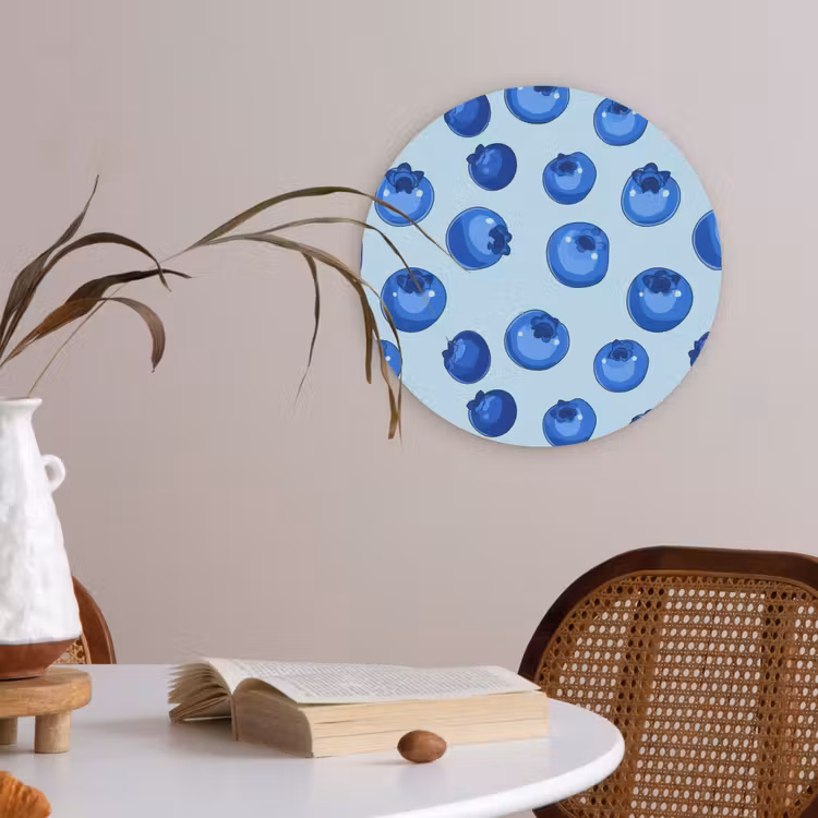 Bessen - Modern - Blauw Akoestische PET Vilt - Rond klein 838 -sfeer3