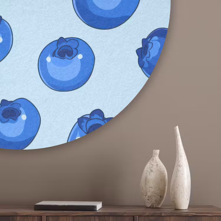 Bessen - Modern - Blauw Akoestische PET Vilt - Rond klein 838 -sfeer5_closeup