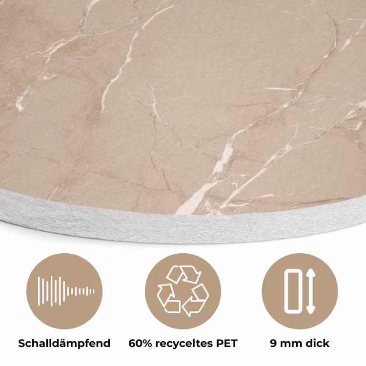 Beige - Marmer - Organisch - Wit Akoestische PET Vilt - Rond klein 838 -closeup_DE
