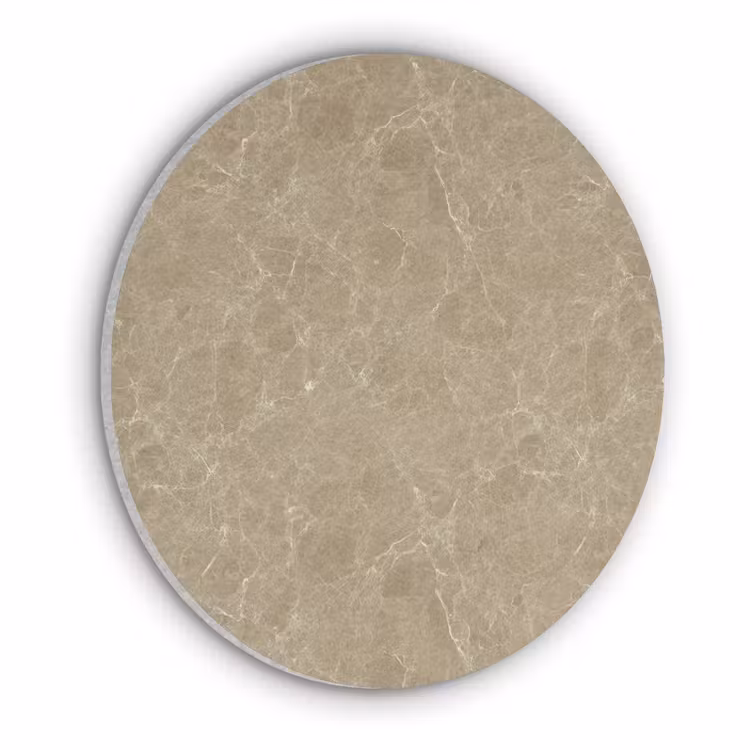 Beige - Marmer - Witte aders Akoestische PET Vilt - Rond klein 838 -3d