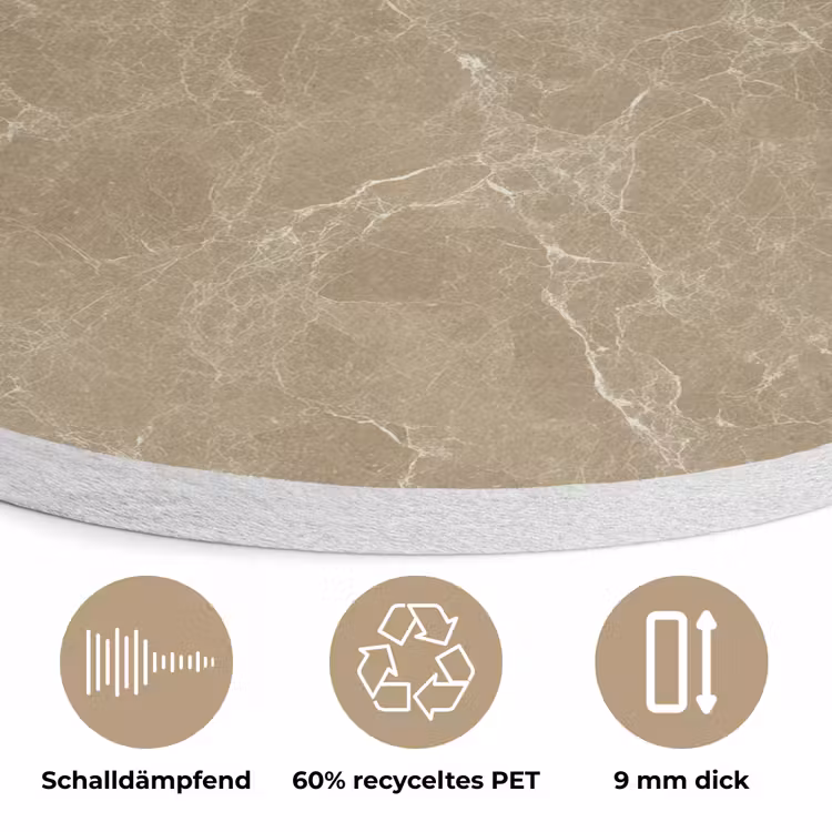Beige - Marmer - Witte aders Akoestische PET Vilt - Rond klein 838 -closeup_DE