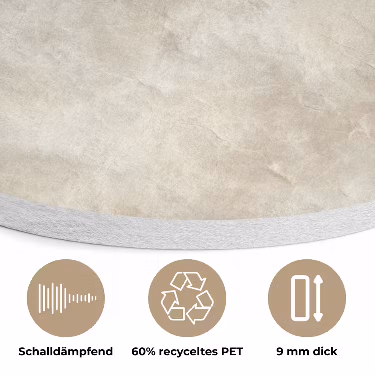 Beige - Reliëfstructuur - Natuursteen Akoestische PET Vilt - Rond klein 838 -closeup_DE