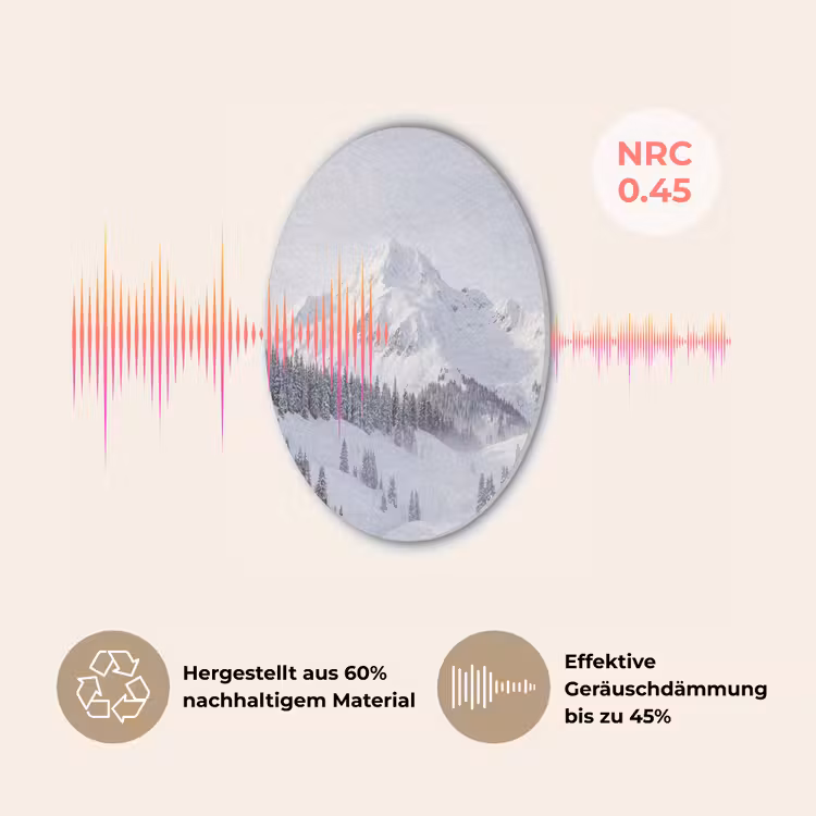 Berg - Sneeuw - Winter - Natuur - Wit Akoestische PET Vilt - Rond klein -USP_DE