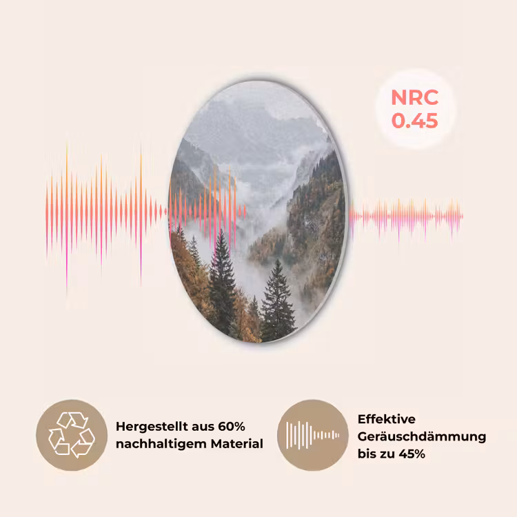 Bergen - Vallei - Mist - Herfst - Natuur Akoestische PET Vilt - Rond klein -USP_DE
