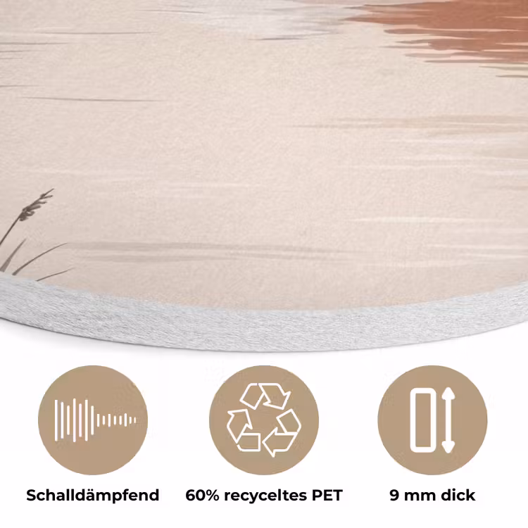 Bergtop - Meer - Bloesem Akoestische PET Vilt - Rond klein -closeup_DE