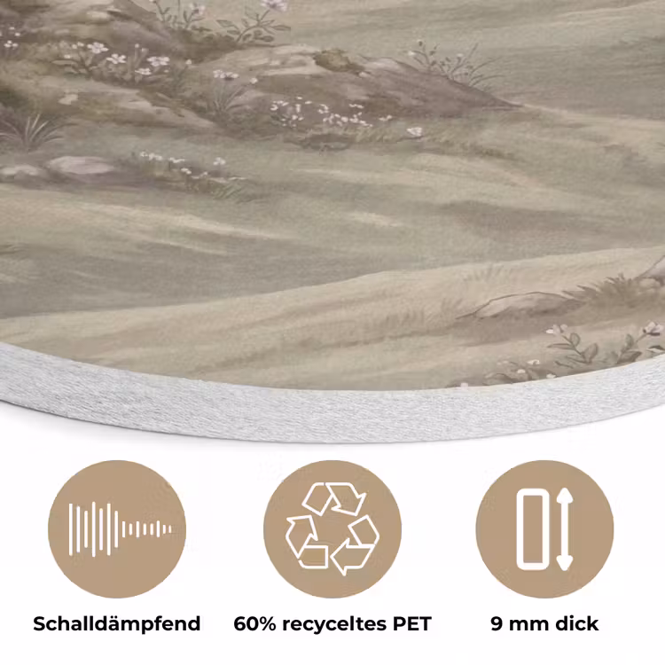 Heuvellandschap - Bomen - Natuur - Groen Akoestische PET Vilt - Rond klein -closeup_DE